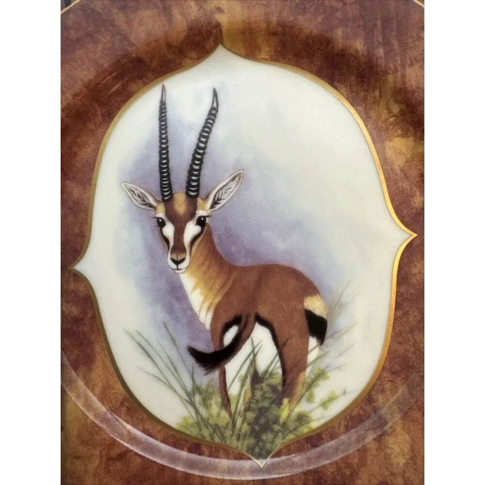 Lynn Chase African Portraits Plates Safari Mammals Set of 3 Gazelle Luncheon
